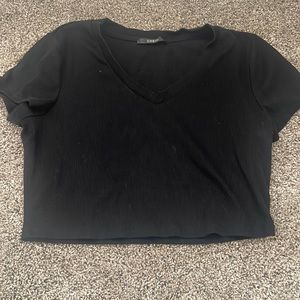 Shein cropped v-neck ribbed r-shirt